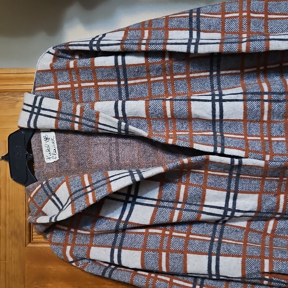 Anthropologie Field Flower Wool Plaid Open Sweater Hooded Coat - Picture 6 of 12